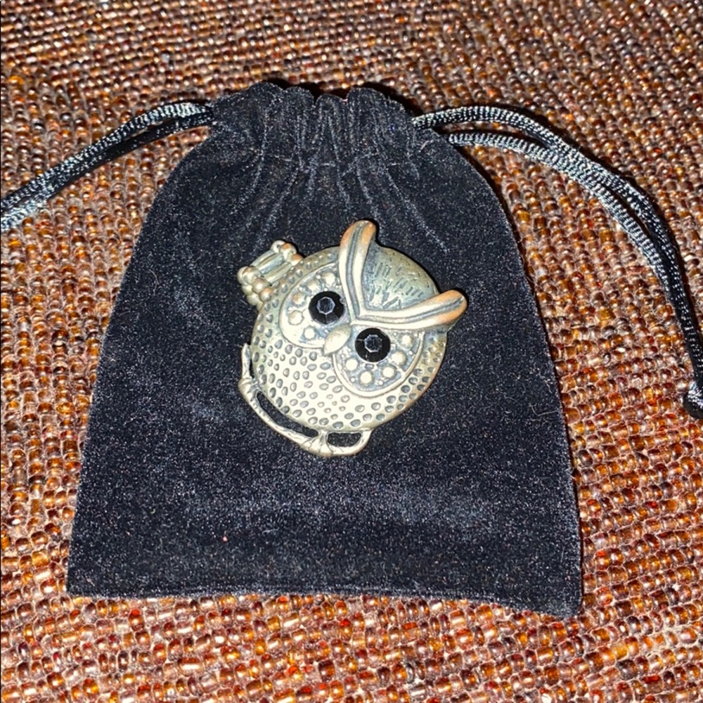 Unique Owl Ring w/Elastic & Brass Colored Band